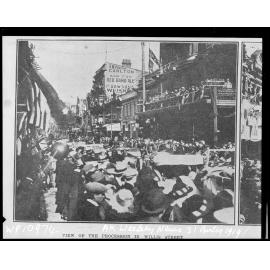 Procession for Peace and Humanity, passing the Grand Hotel, Willis Street