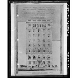 Copy photograph of proposed front elevation for the Wellington Commercial Travelers, Customhouse Quay