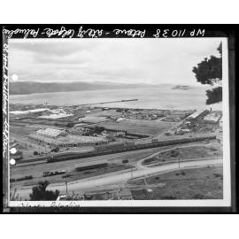 Elevated view of site of Colgate / Palmolive factory, before work began