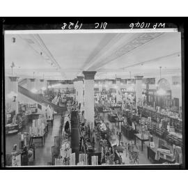 Interior of the DIC department store, front entrance, elevator and haberdashery department