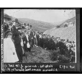 Turning of the first sod of the Kilbirnie Electric Tram Tunnel, by T W Hislop, Mayor of Wellington