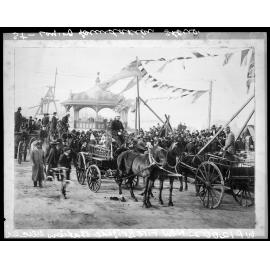 Foundation stone being laid for Central Fire Brigade Station, Cuba Street extension