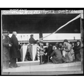 Inaugural ceremony at Wellington Railway Station of the electrification of the Johnsonville Line - cutting of the ribbon
