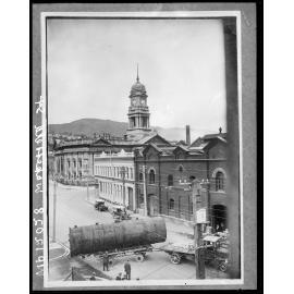 Boiler from Wakefield Street Power Station being removed for installation at the Wellington Hospital