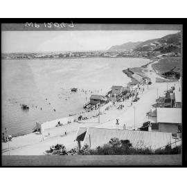 Elevated view of bathing beach, Evans Bay