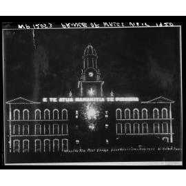 Wellington Post Office illuminations, E Te Atua Manakitia Te Piriniha, Prince of Wales visit