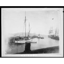 Sailing ships moored at Railway Wharf