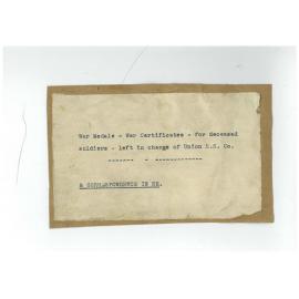 Package label for collection of medals and memorials