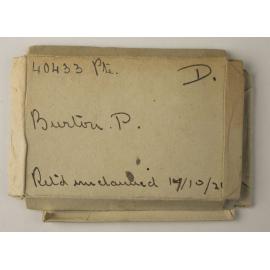 Box and individual packets that contained medals and ribbons for Private Percy Burton 40433