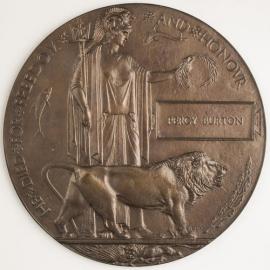 Memorial plaque, receipt and cover letter Private Percy Burton 40433