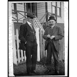 Portrait of J C Burns, on the left, headmaster of West School, Petone