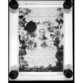 Portrait of Daniel James Greeks, ' In loving memory of '