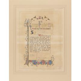 Illuminated address to George Fisher, from Ratepayers (by F Brandon)