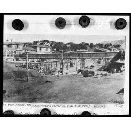 A general view of the site of the new Parliamentary Buildings, showing the layout of the grounds and preparations fro the foundations.