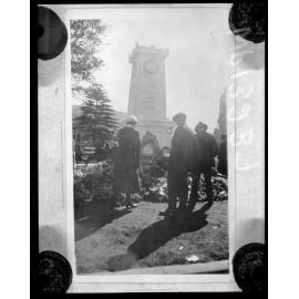 The temporary Cenotaph, Anzac Corner, bottom of Molesworth Street on the south side.