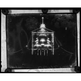 Government Buildings illuminated at night to celebrate Dominion Day