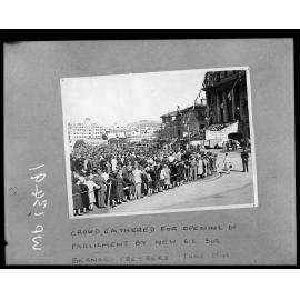 Crowd gathered for opening of Parliament by Governor General B Freyberg
