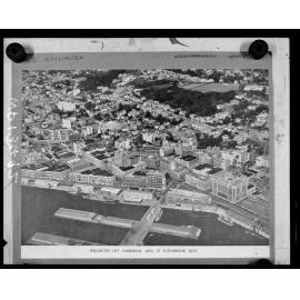 Aerial view of Wellingtons commercial area, Customhouse Quay and Queens Wharf