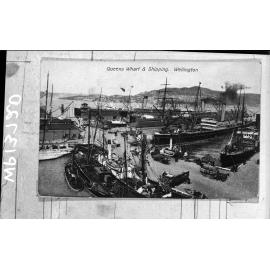 Shipping, elevated view of ships moored at Queens Wharf