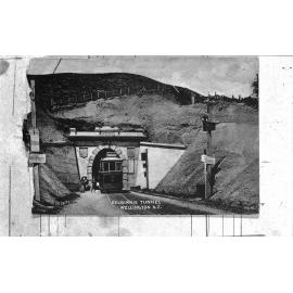 Tramcar bound for Miramar entering the Mount Victoria end of the Kilbirnie Tram Tunnel