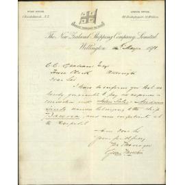 New Zealand Shipping Company, guarantee for hospital maintenance of two sailors