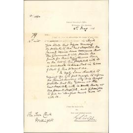 Colonial Secretary's Office, regarding probable expense of administration of new hospital