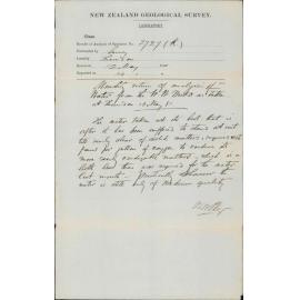 Colonial Museum, report in water supply (monthly analysis)