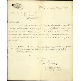 Wellington City Tramways, forwarding statement of accounts to 27/2/80 and forwarding statement of accounts to 31/10/1880