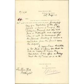 Colonial Secretary's Office, to receive deputation regarding "Contagious Diseases Act"