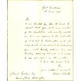 Colonial Secretary's Office, to receive deputation regarding "Contagious Diseases Act"