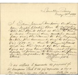 E J Campion, authority to Baker Brothers to hand over rents