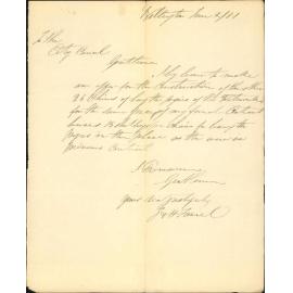 J H Farrell, offer to lay balance of pipes at water works at same price as per contract
