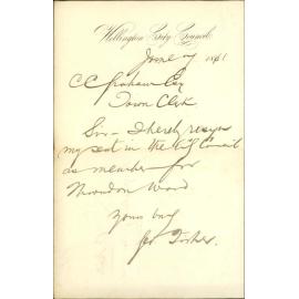 Councillor Fisher, resignation of his seat