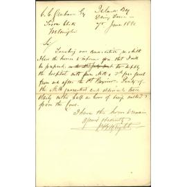 J F E Wright, offer to supply milk to new hospital