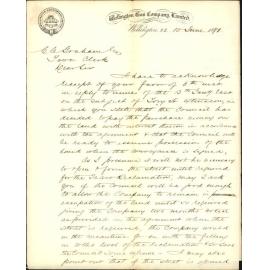 Wellington Gas Company, regarding extension of Tory Street