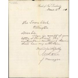 Bank of New Zealand, regarding remittance to England for payment of interest