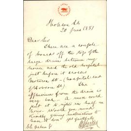 C C A Barron, complaint as to drain near the hospital