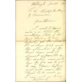 S Townsend, regarding approach to his property in Adelaide Road