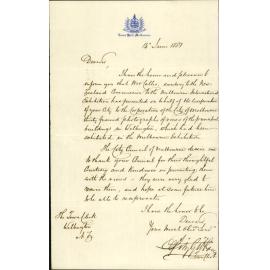 Town Clerk, Melbourne, acknowledging present of Corporation photographs
