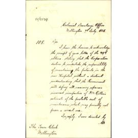 Colonial Secretary's Office, instructions as to removal of patients to new hospital