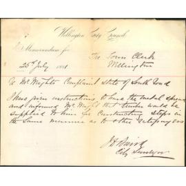 Henry Wright, complaint as to state of South Road