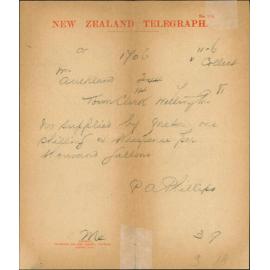 Town Clerk, Auckland, regarding supply of water to schools by rate 1/3 per 1000 gallons