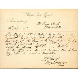 City Surveyor, asking imprest for Waiwatu Road