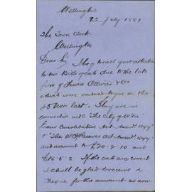 Travers Ollivier and Co, regarding B/Costs [bills of costs] - handed to City Solicitor