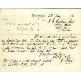 W and G Turnbull and Co, regarding payment for seaman in in hospital