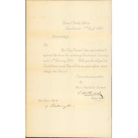 Town Clerk, Auckland, regarding plans and specifications of tramways there