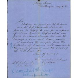 W J Scott, application for refund of license fee