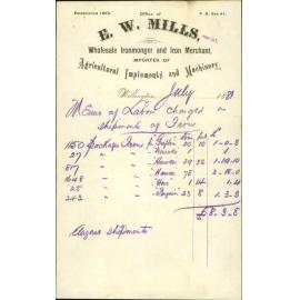 E W Mills, claim for allowance on labour charged on iron