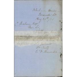 E D Maunder, application for recognition as religious instructor at Hospital