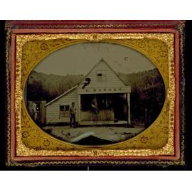 H Barber, butcher Lambton Quay, in front of his shop